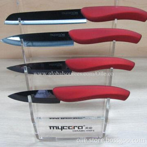 5" Red Metal Handle Ceramic Cutting Knife